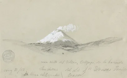 Blick auf Cotopaxi von der Hacienda San Antonio, Ecuador